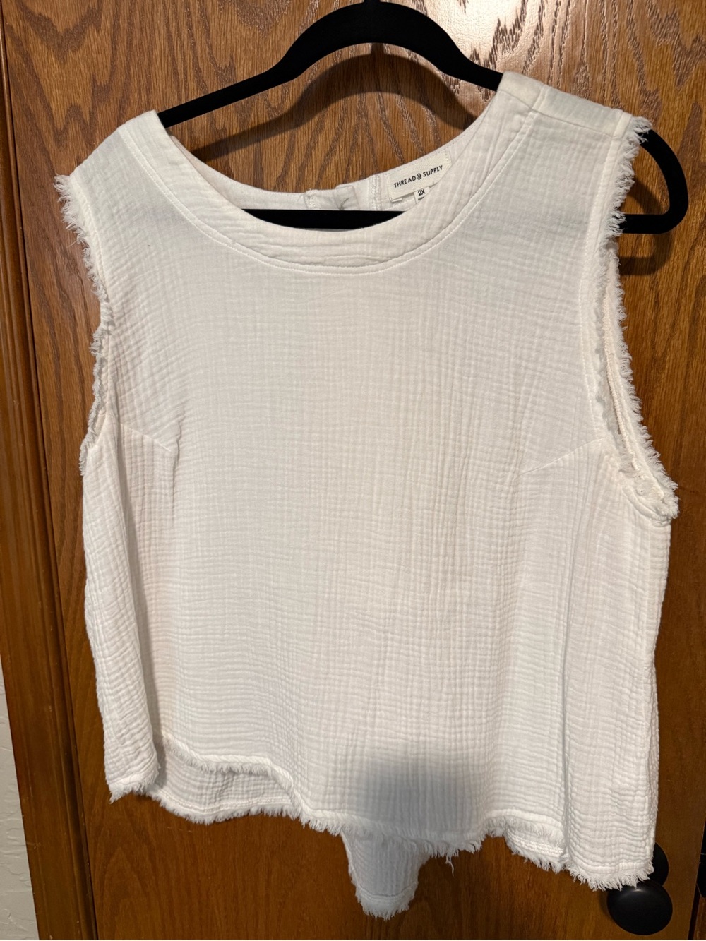 Thread & Supply Creamy White Frayed Top